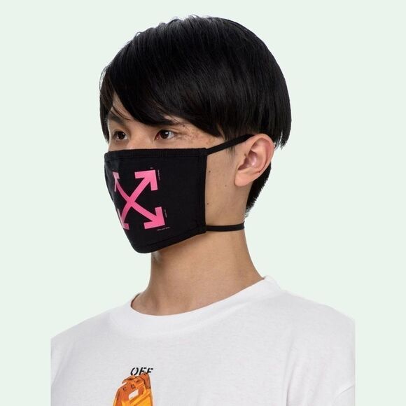 Off-White Black Fuchsia Pink Arrow Motif Unisex Mask NWT - Picture 6 of 16